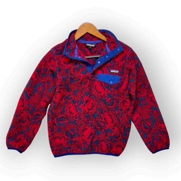 Patagonia Rare Red Lotus Flower Synchilla Pullover - Picture 1 of 9